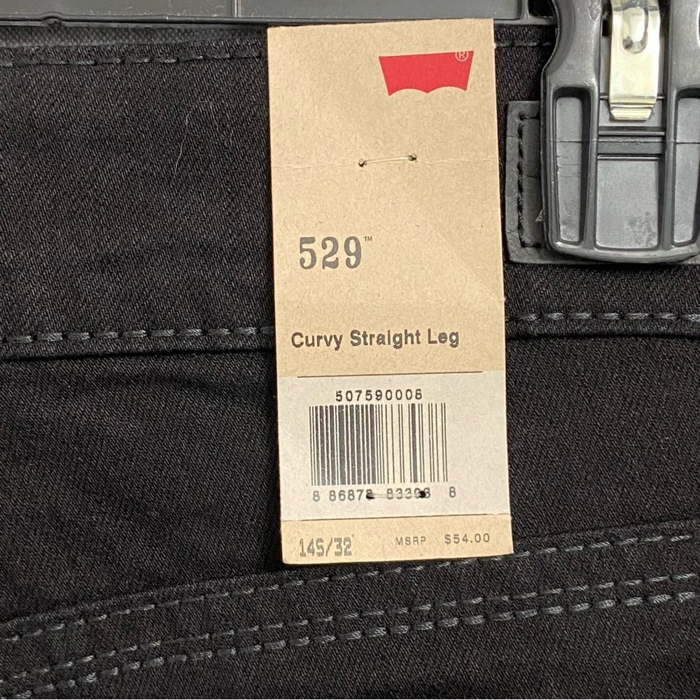 NWT Levi's Ladies Black 529 Curvy Straight Leg Mid Rise Jeans Size 14S/32 - Picture 7 of 12